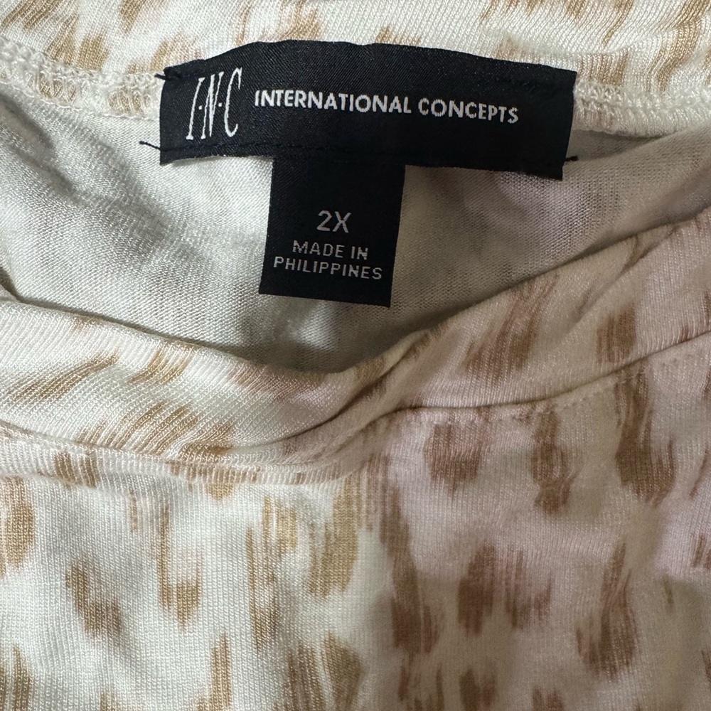 INC International Concepts Animal Print Tunic Top Hi Low Top Size 2X - Picture 5 of 6